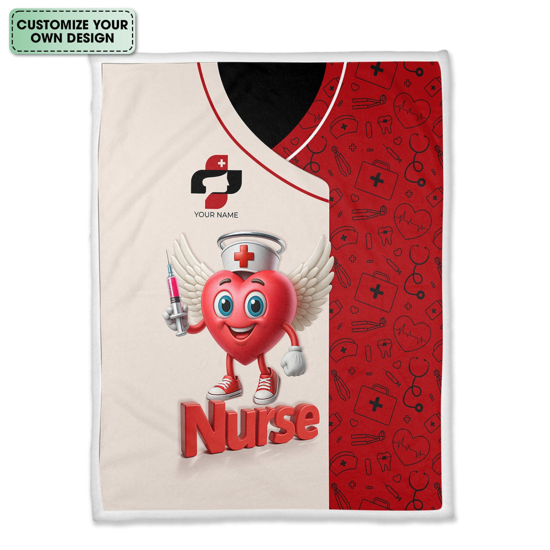 Personalized Winged Heart Syringe Nurse Blanket