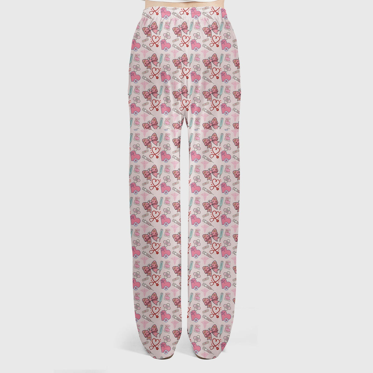 Pink Nurse Bow Heart Scrub Set