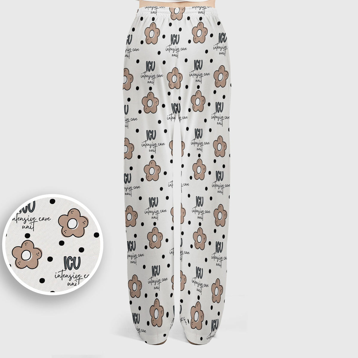 ICU Flower Polka Dot Nurse Scrub Set