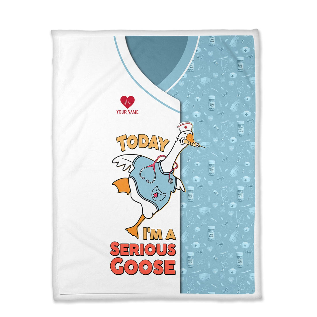 Personalized Silly Goose Scrubs Cartoon Nurse Blanket
