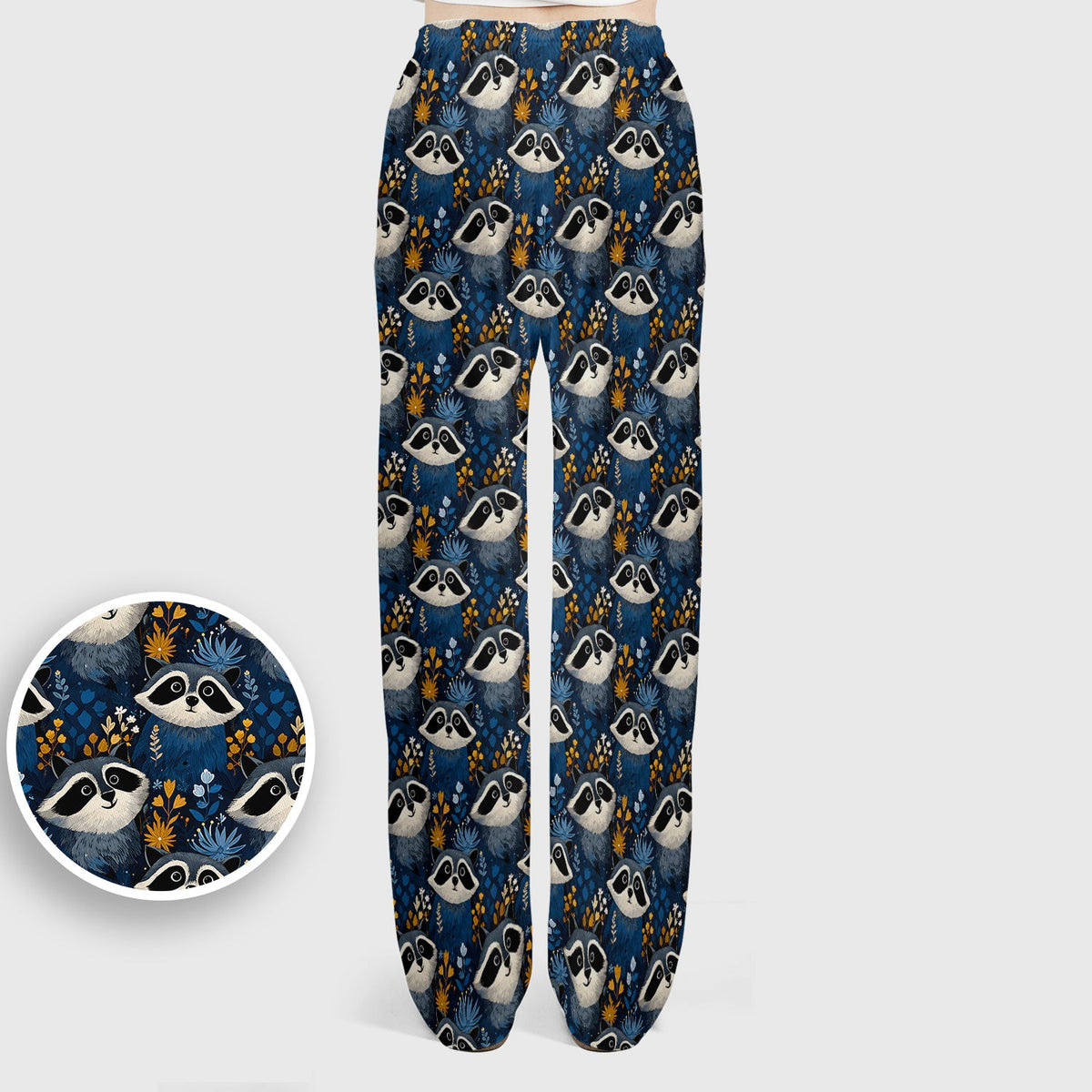 Raccoon Blue Floral Forest Nurse Scrub Set