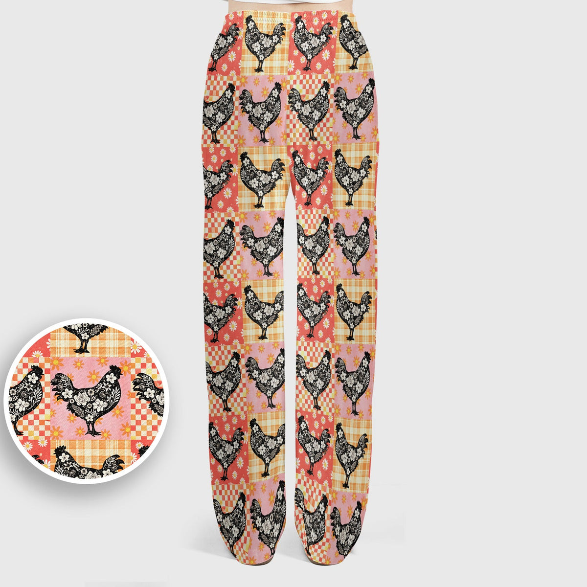 Floral Chicken Patchwork Nurse Scrub Set