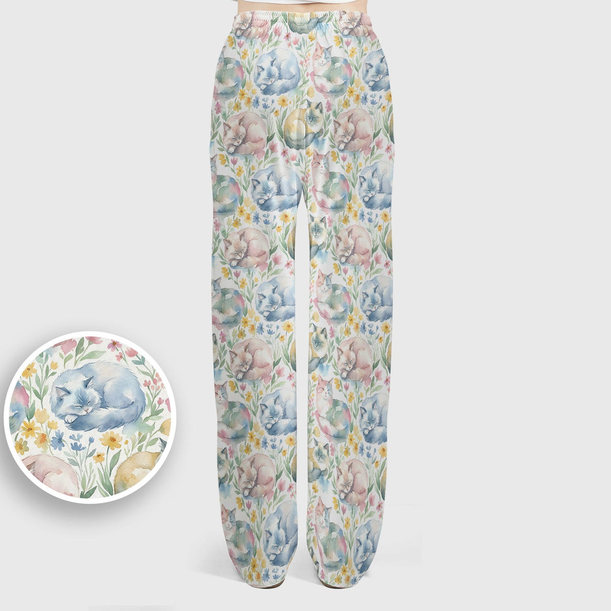 Dreamy Sleeping Cat Floral Nurse Scrub Set