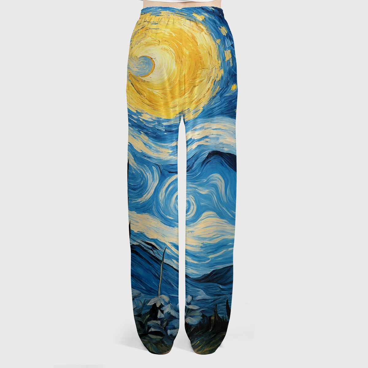 Swirling Moonlit Cat Scene Nurse Scrub Set