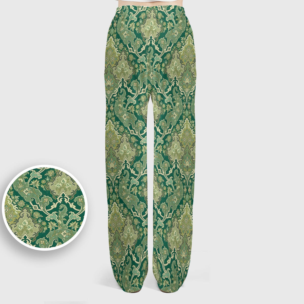 Green Vintage Damask Ornamental Nurse Scrub Set
