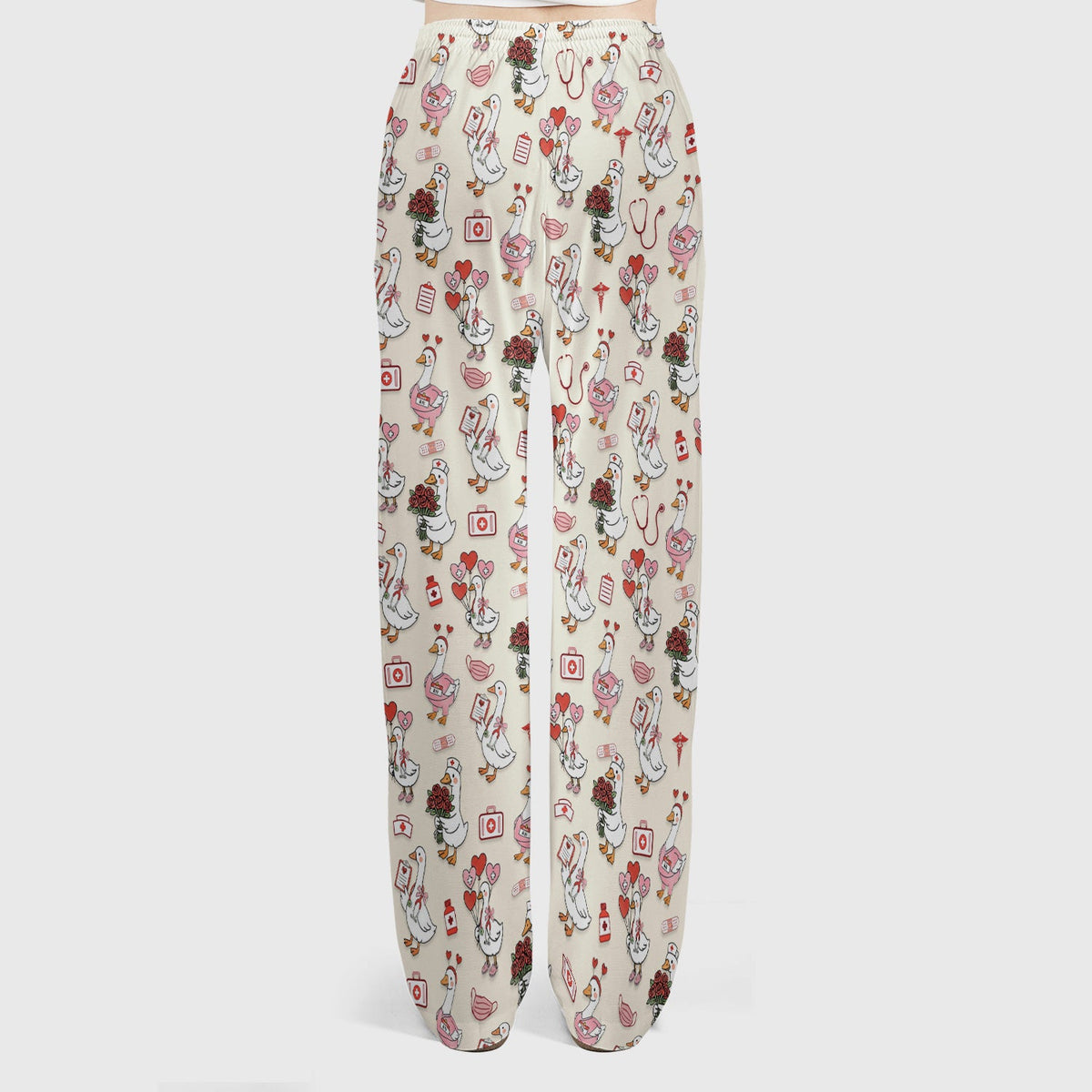 Cute Goose Nurse Medical Pattern Scrub Set, Women's Scrub Sets