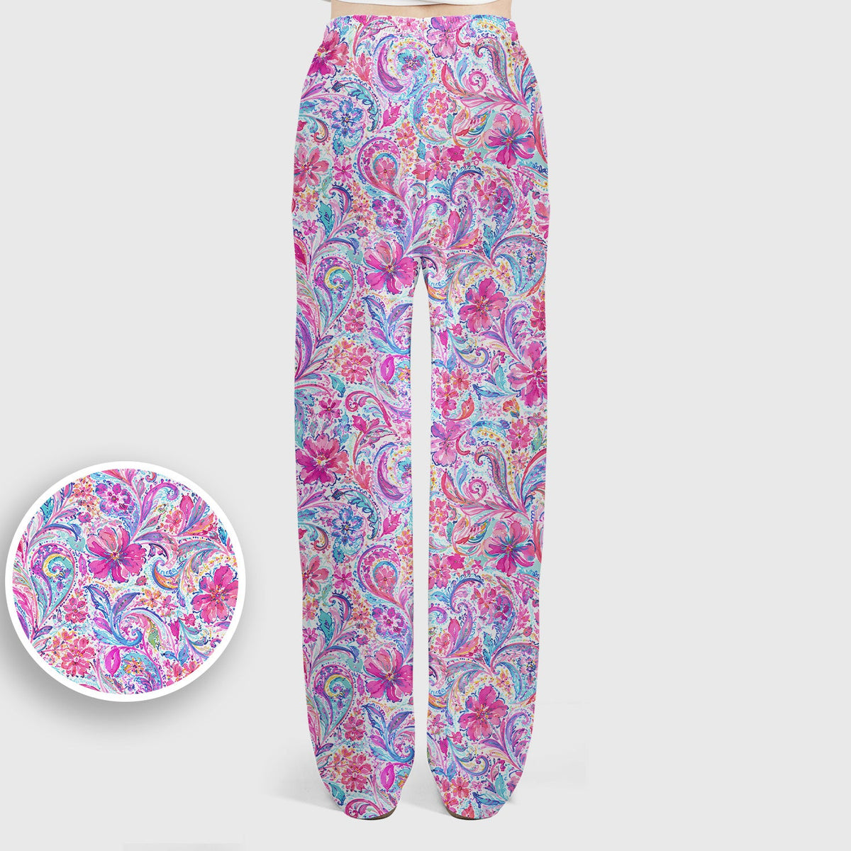 Elegant Pink Paisley Blossom Nurse Scrub Set