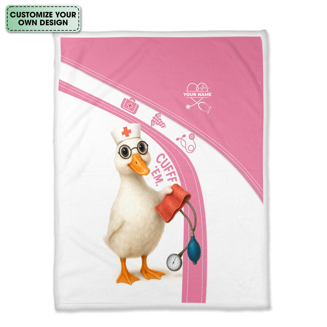 Personalized Duck Blood Pressure Nurse Blanket