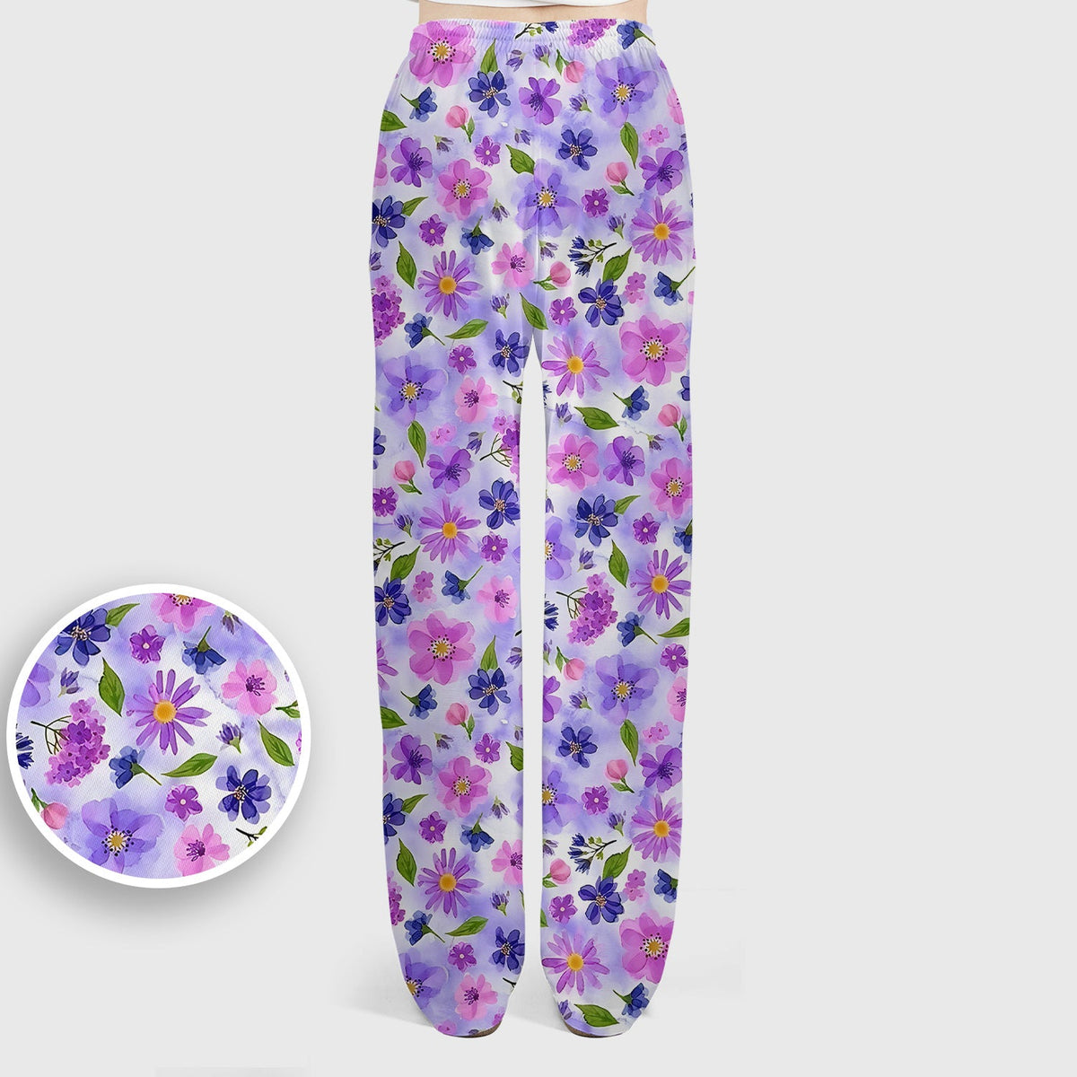 Purple Watercolor Wildflower Bloom Nurse Scrub Set