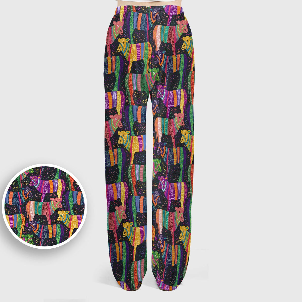 Vibrant Patchwork Rainbow Cow Nurse Scrub Set