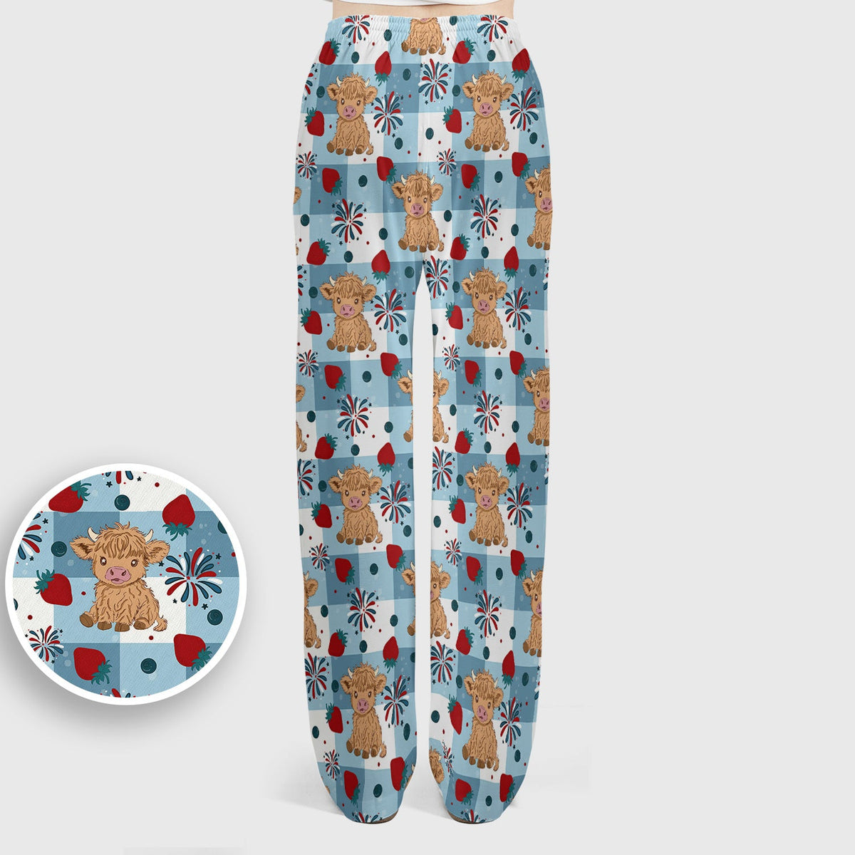 Highland Cow Strawberry Gingham Nurse Scrub Set