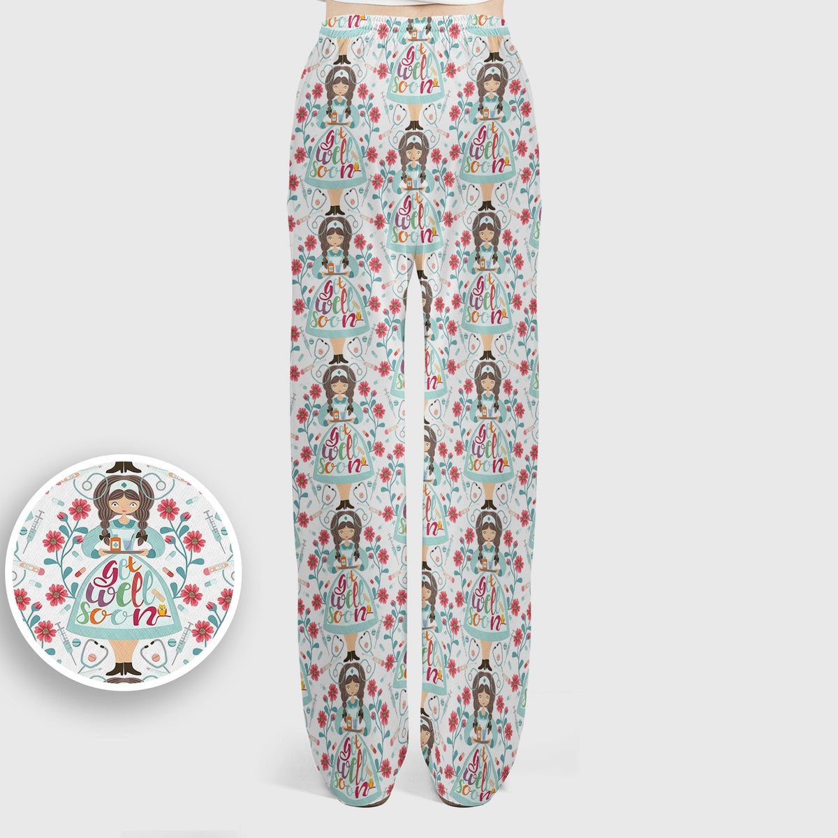 Get Well Soon Girl Floral Nurse Scrub Set