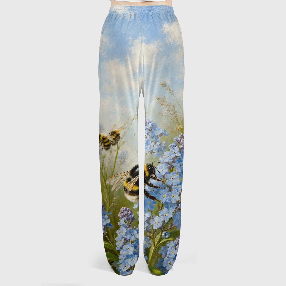 Whimsical Bumblebee Blue Blossom Nurse Scrub Set