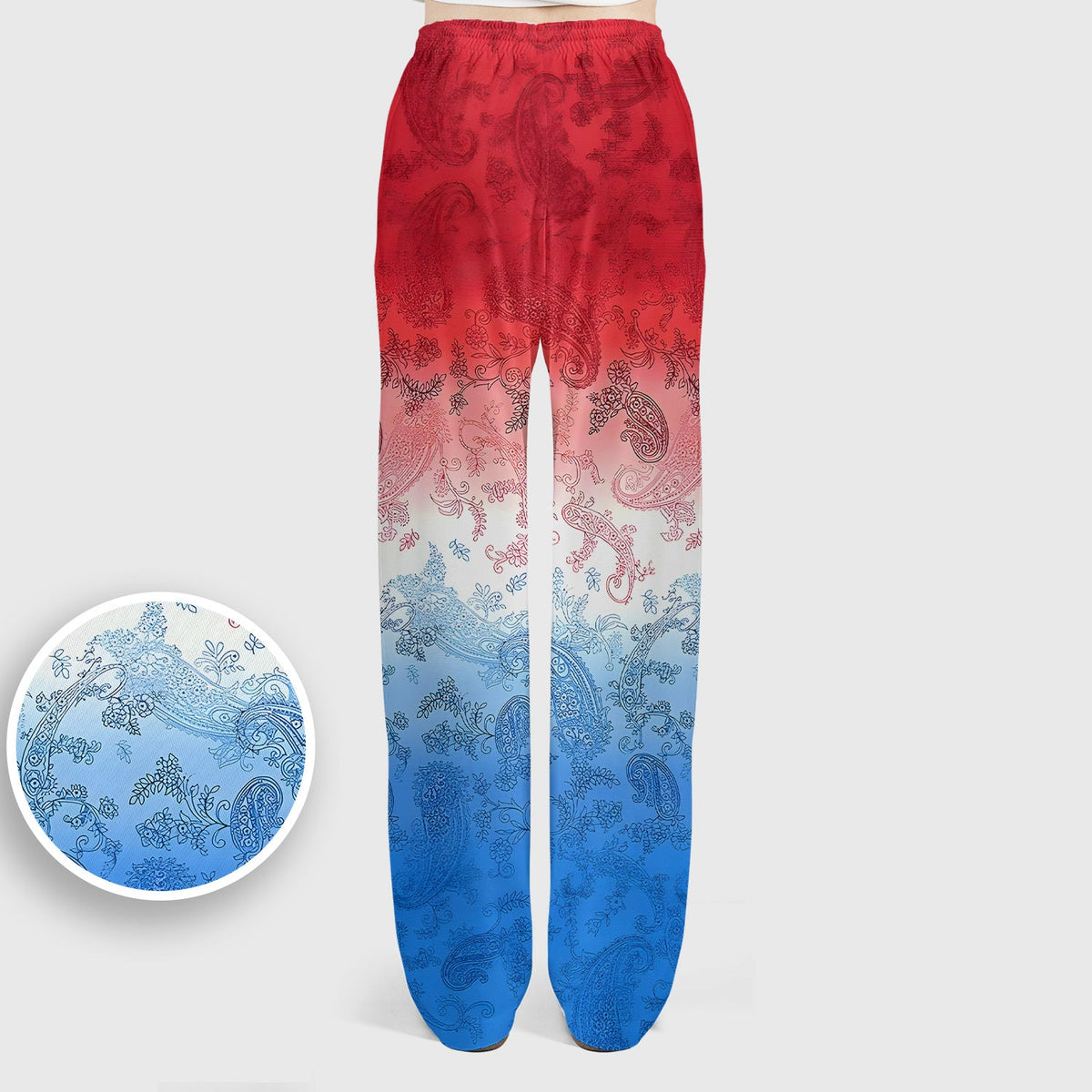 Red Blue Paisley Ombre Nurse Scrub Set
