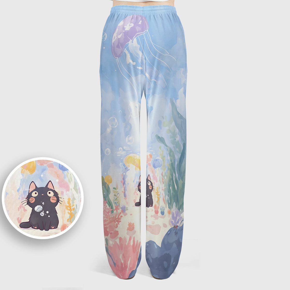 Underwater Black Cat Jellyfish Nurse Scrub Set