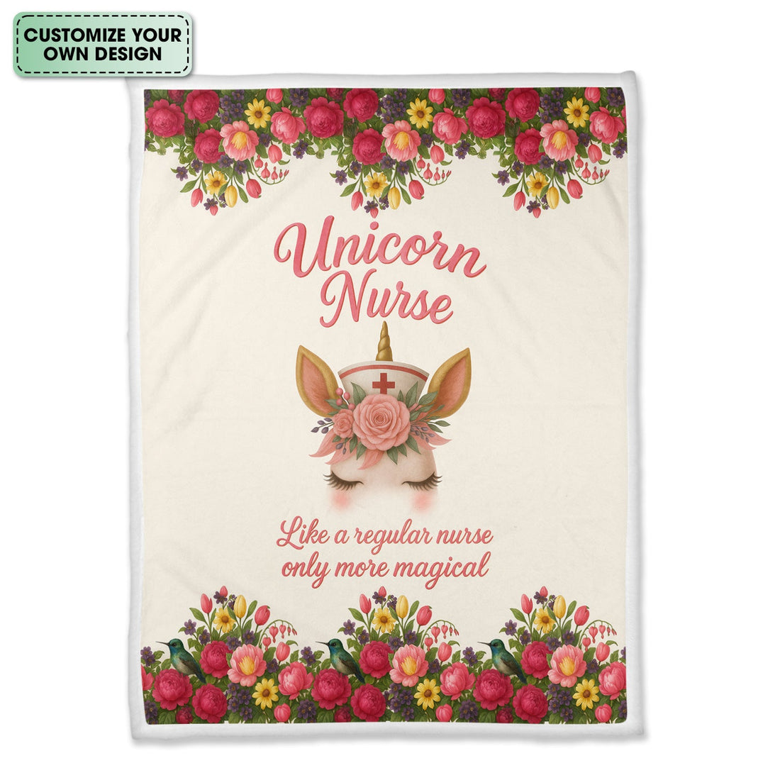 Personalized Unicorn Floral Nurse Blanket