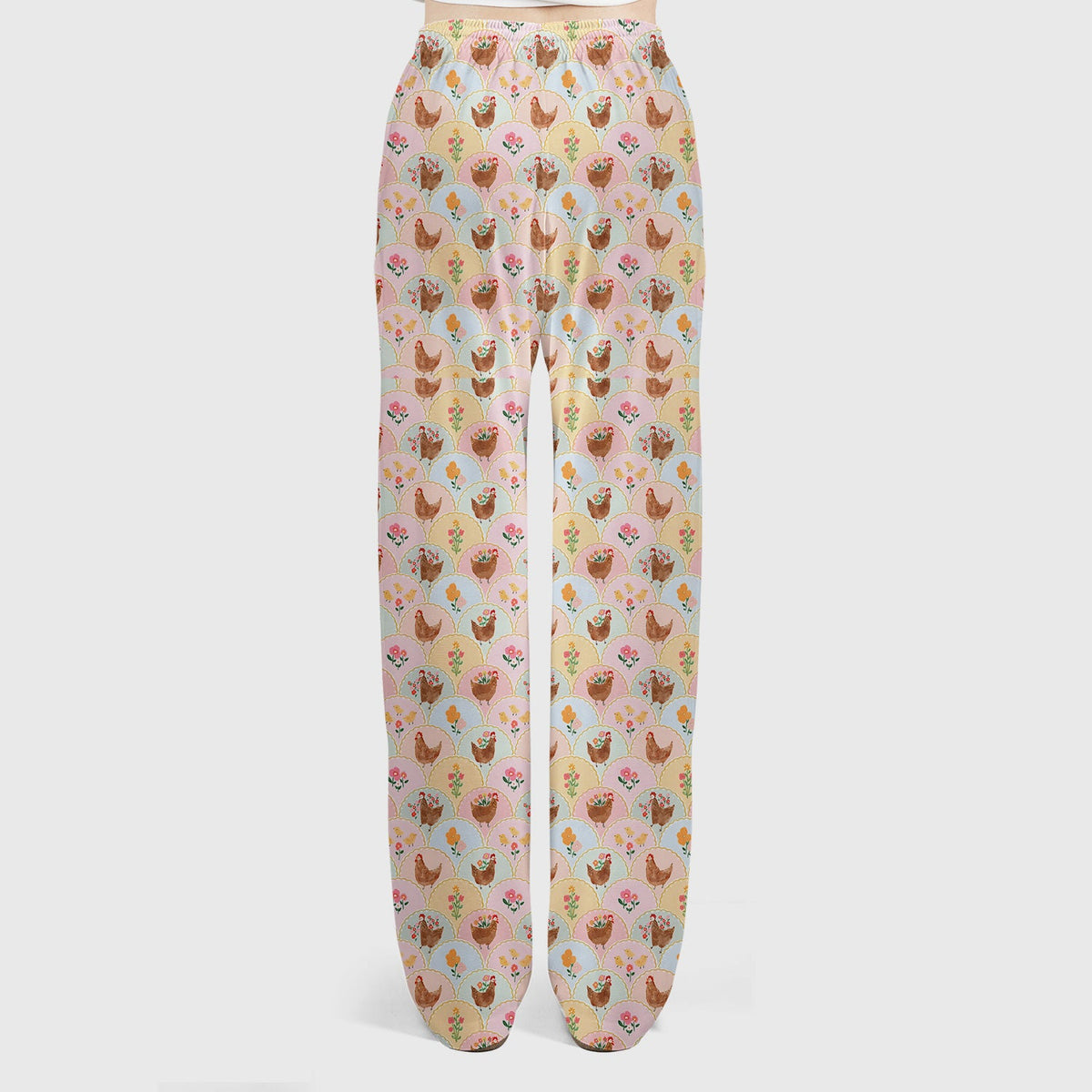 Pastel Chicken Floral Nurse Scrub Set