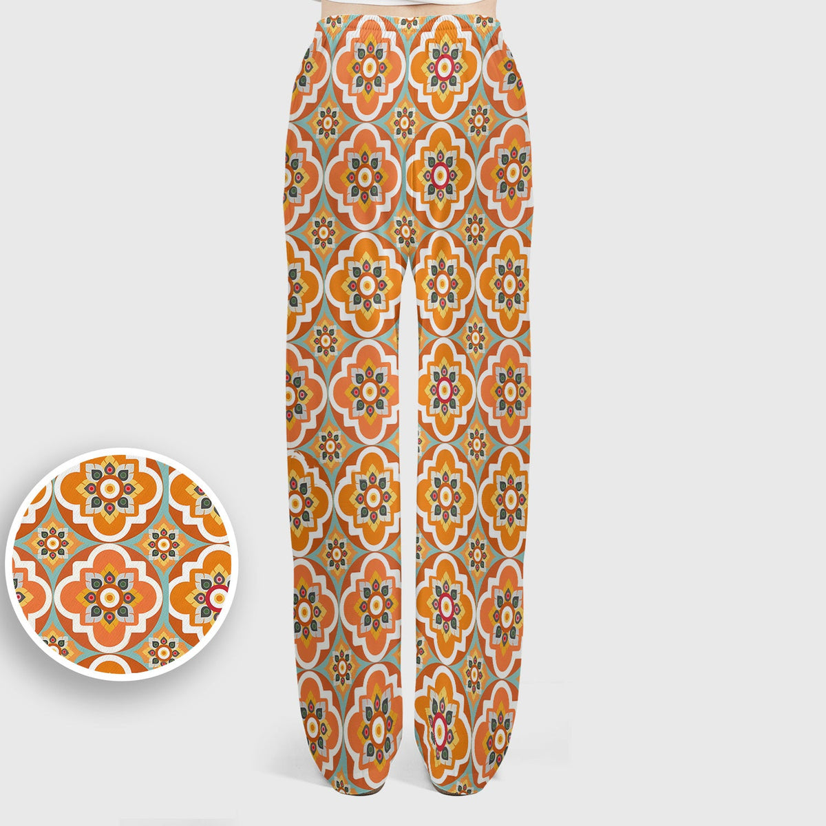 Orange Retro Geometric Floral Nurse Scrub Set