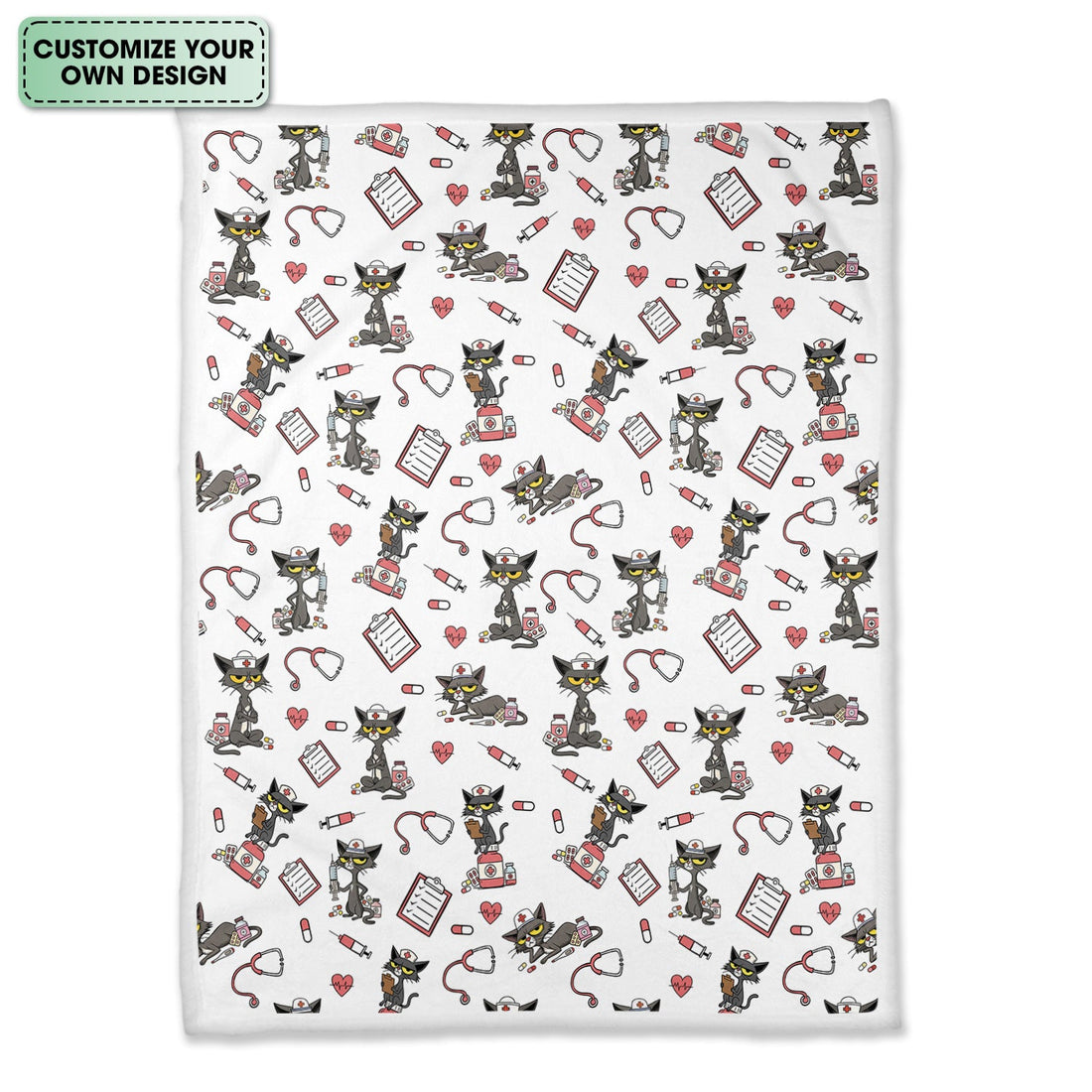 Personalized Cozy Cat Nurse Blanket