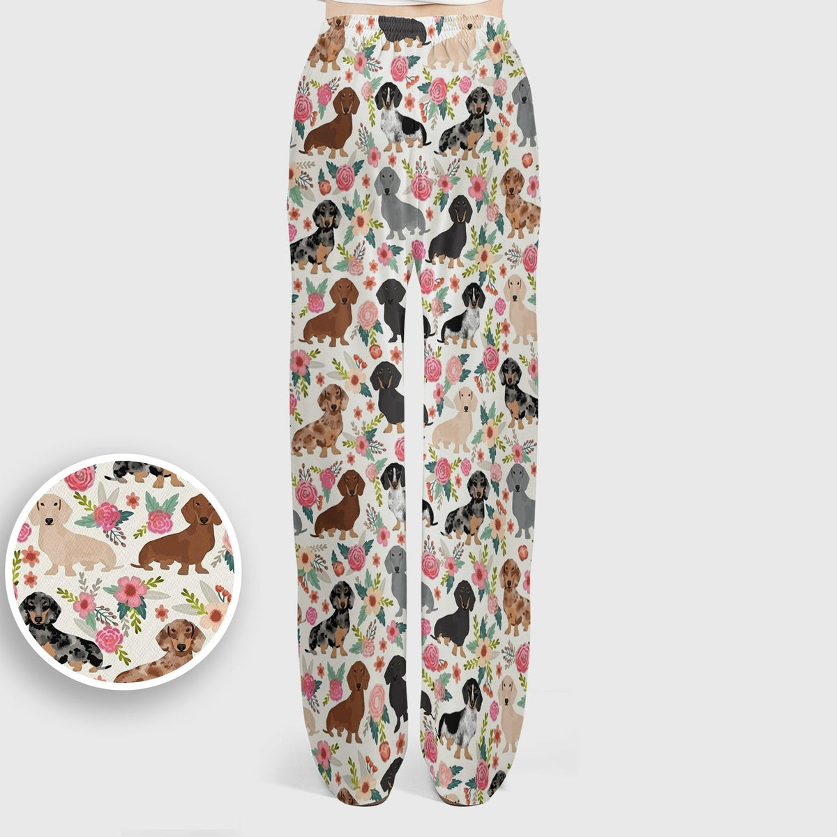 Adorable Dachshund Floral Nurse Scrub Set