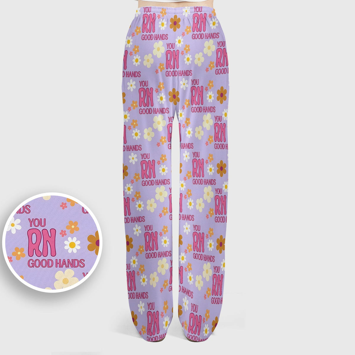 You RN Good Hands Floral Daisy Nurse Scrub Set