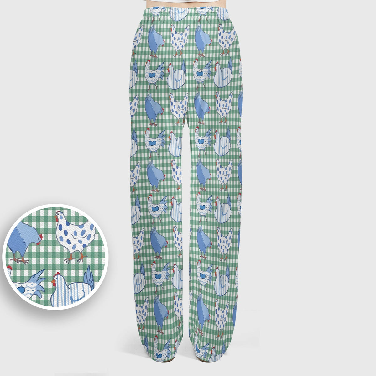 Blue Chicken Gingham Nurse Scrub Set