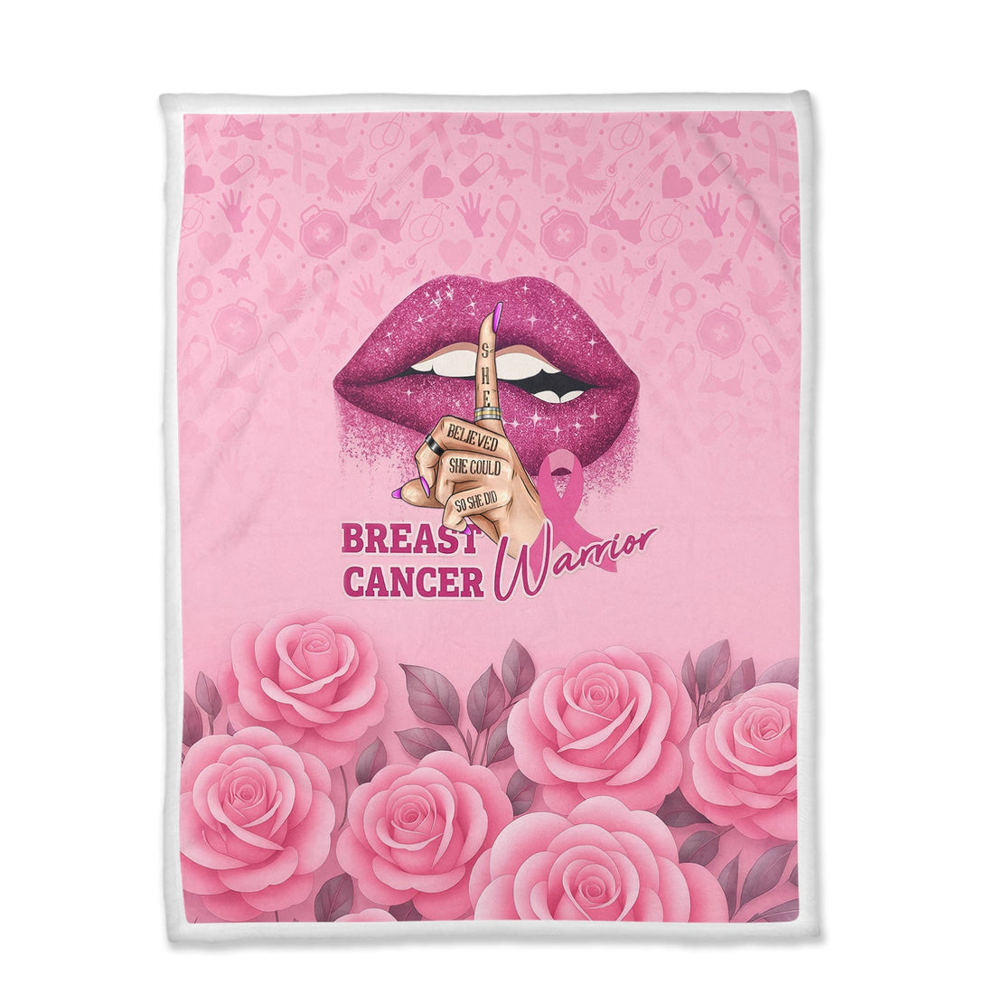 Breast Cancer Warrior Rose Nurse Blanket