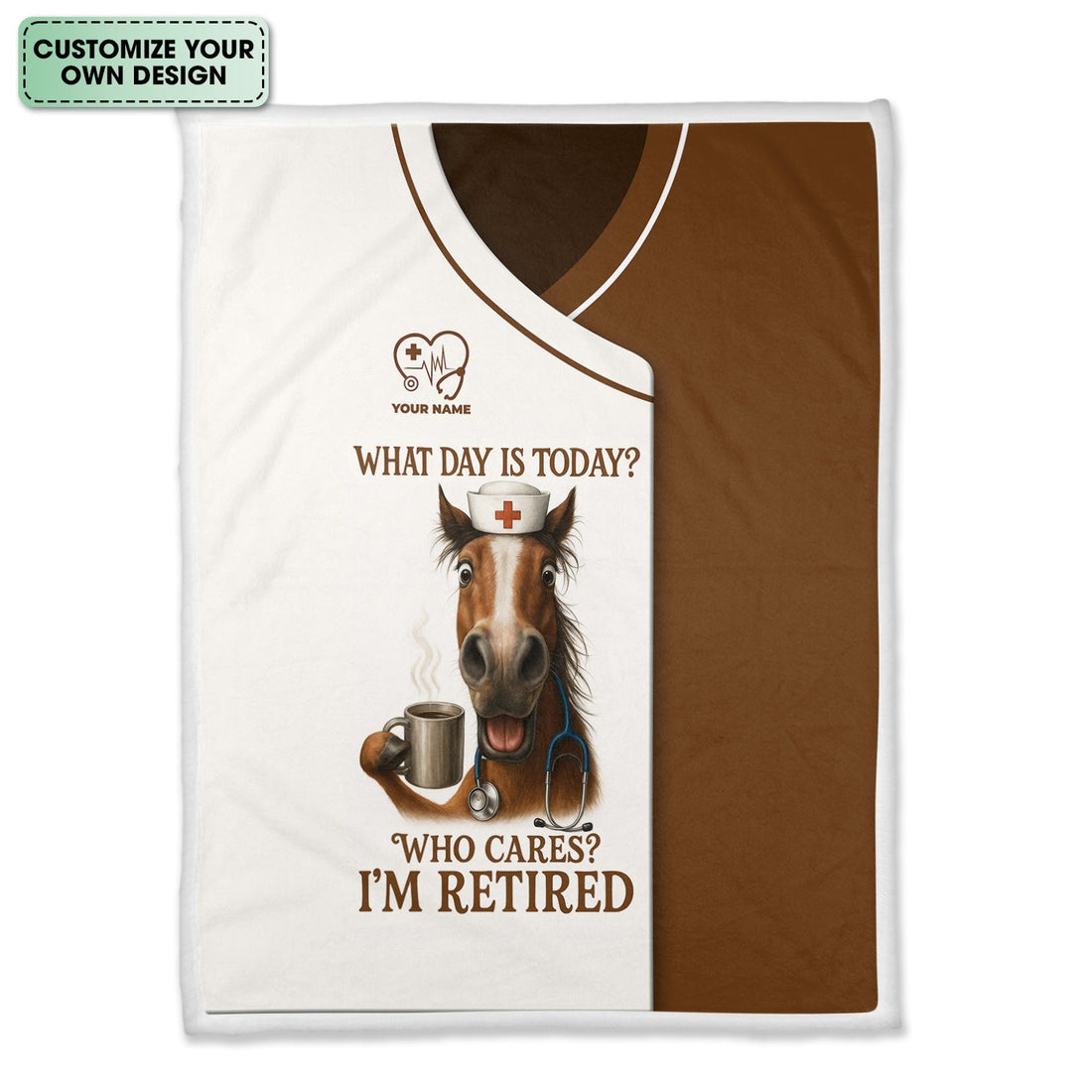 Personalized Retired Horse Coffee Nurse Blanket
