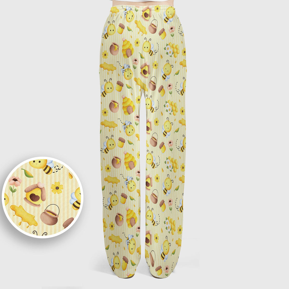 Cute Bee Honey Flower Stripe Nurse Scrub Set