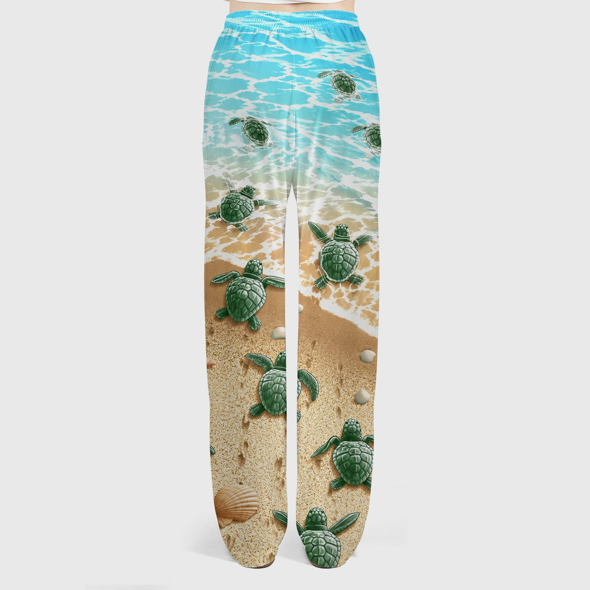 Coastal Sea Turtle Beach Pattern Scrub Set, Scrub Pants and V Neck Top