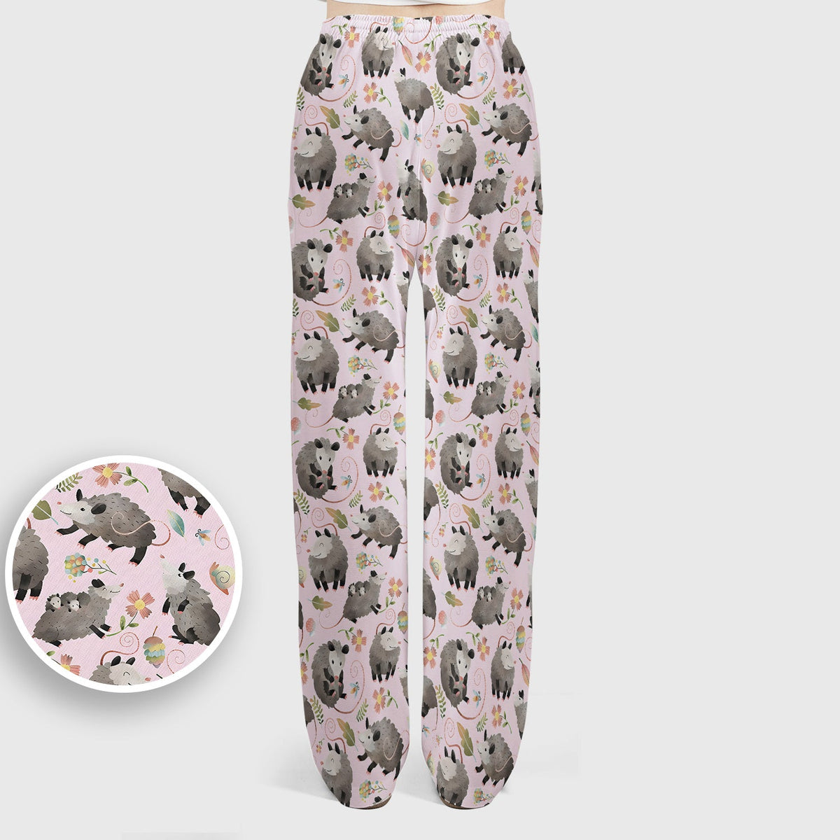 Opossum Playing Flower Garden Nurse Scrub Set
