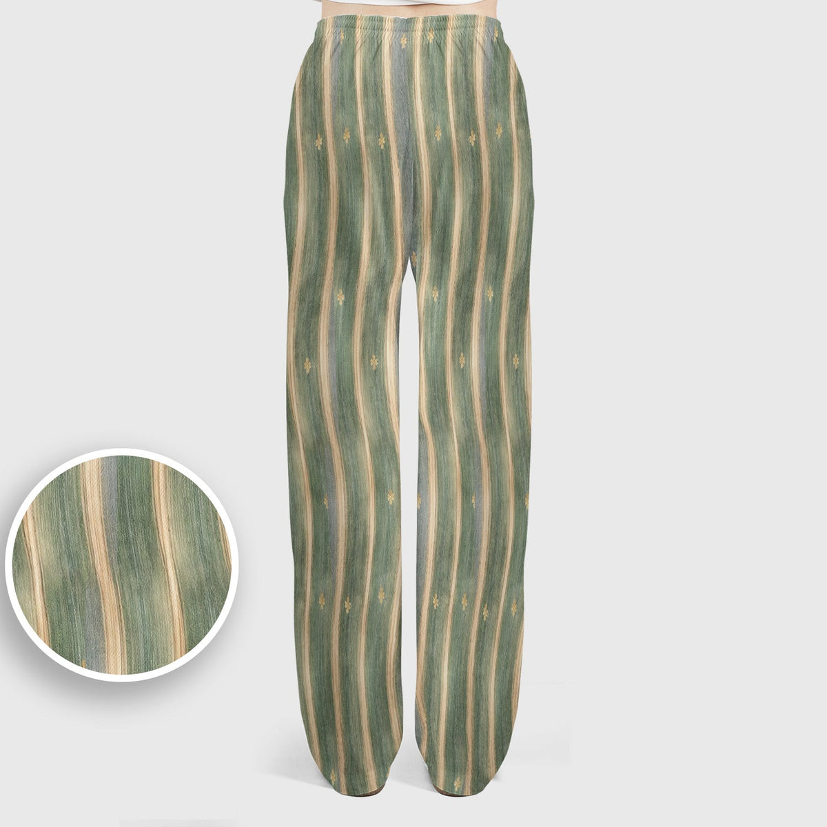 Nurse Green Vertical Stripe Floral Scrub Set