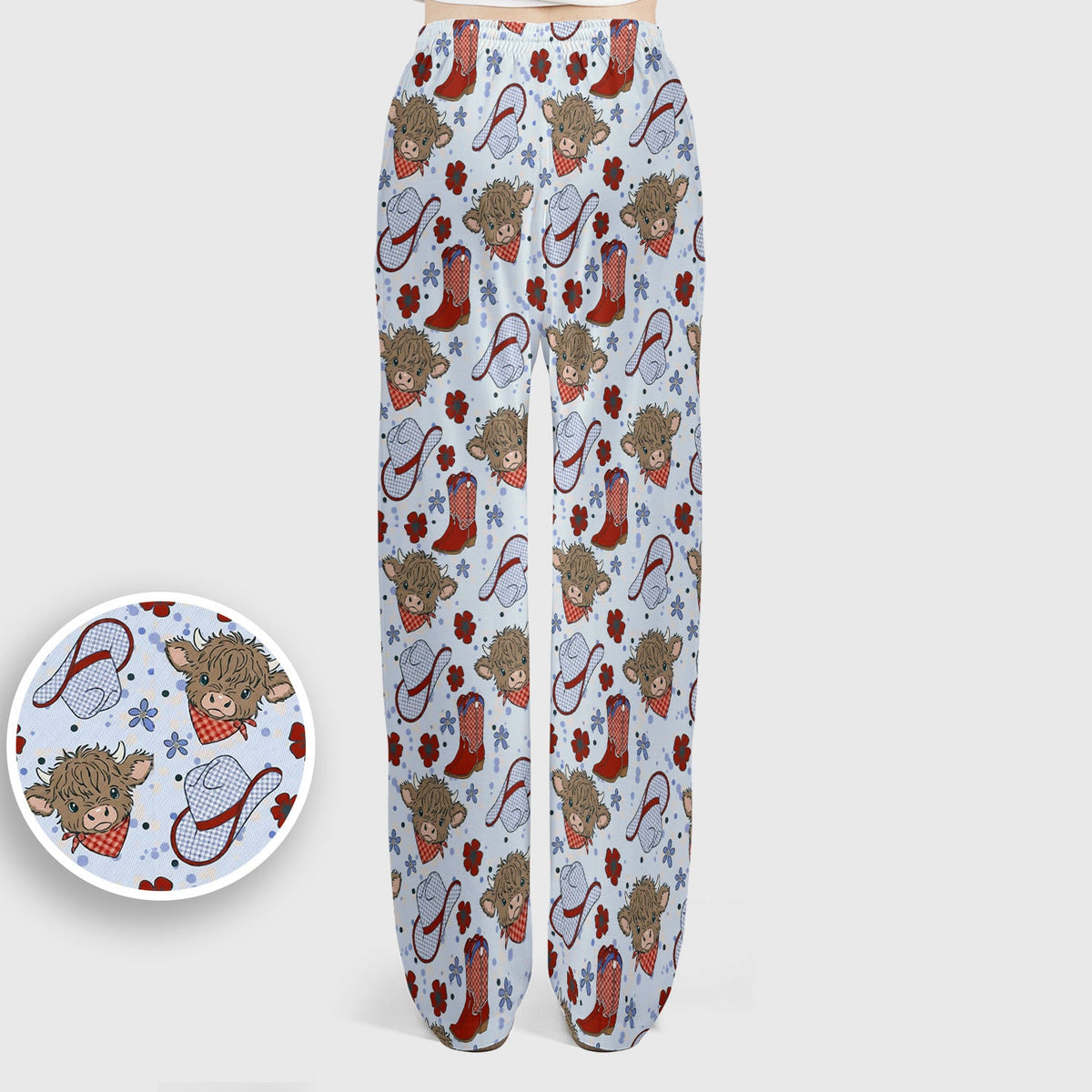 Highland Cow Cowboy Boots Nurse Scrub Set