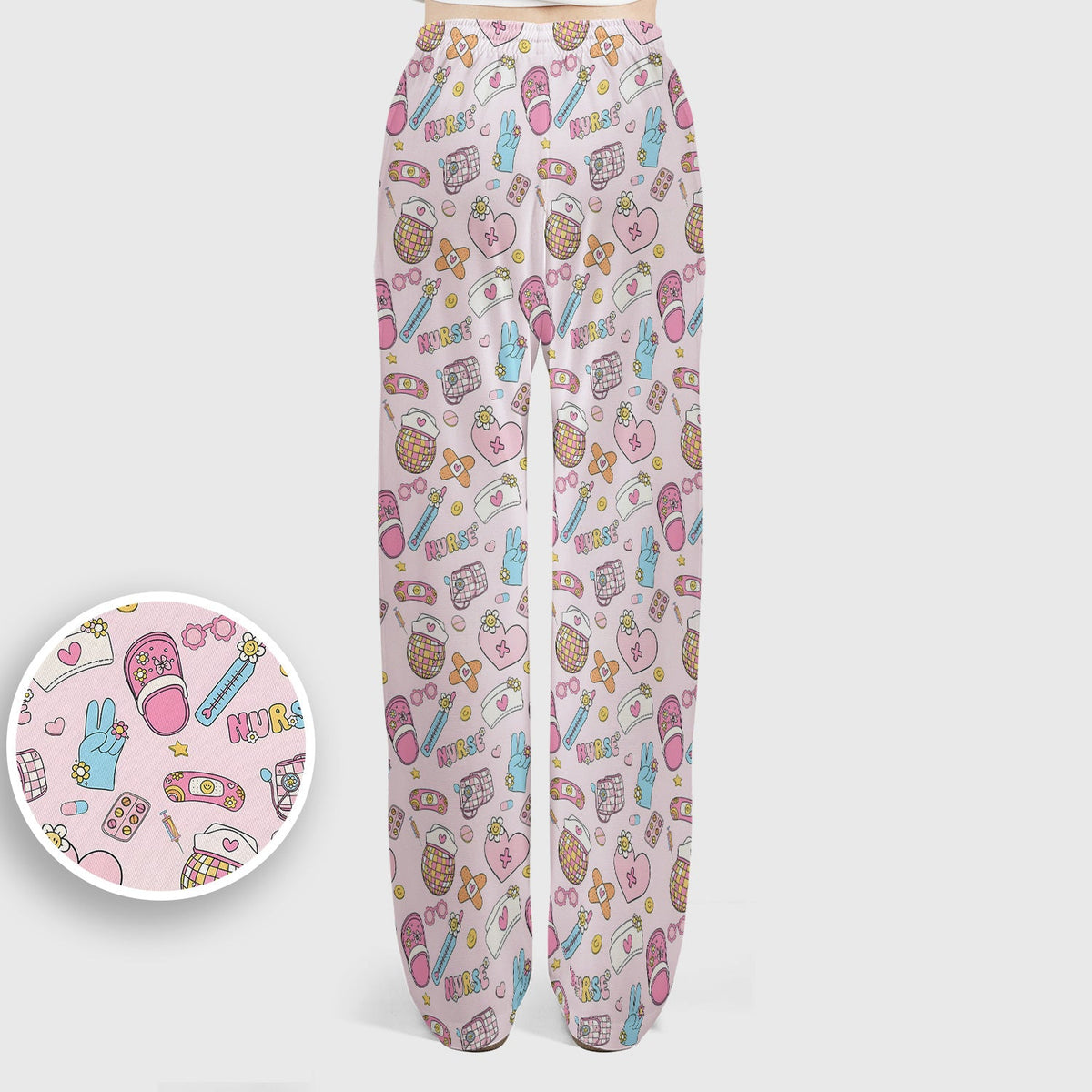 Pink Medical Tools Nurse Scrub Set