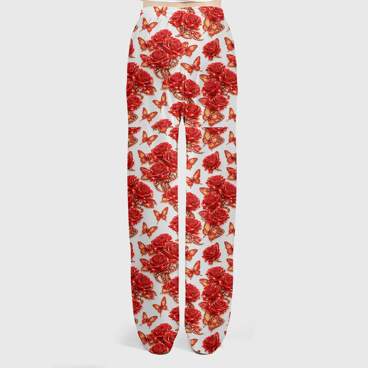 Red Rose And Butterfly Nurse Scrub Set