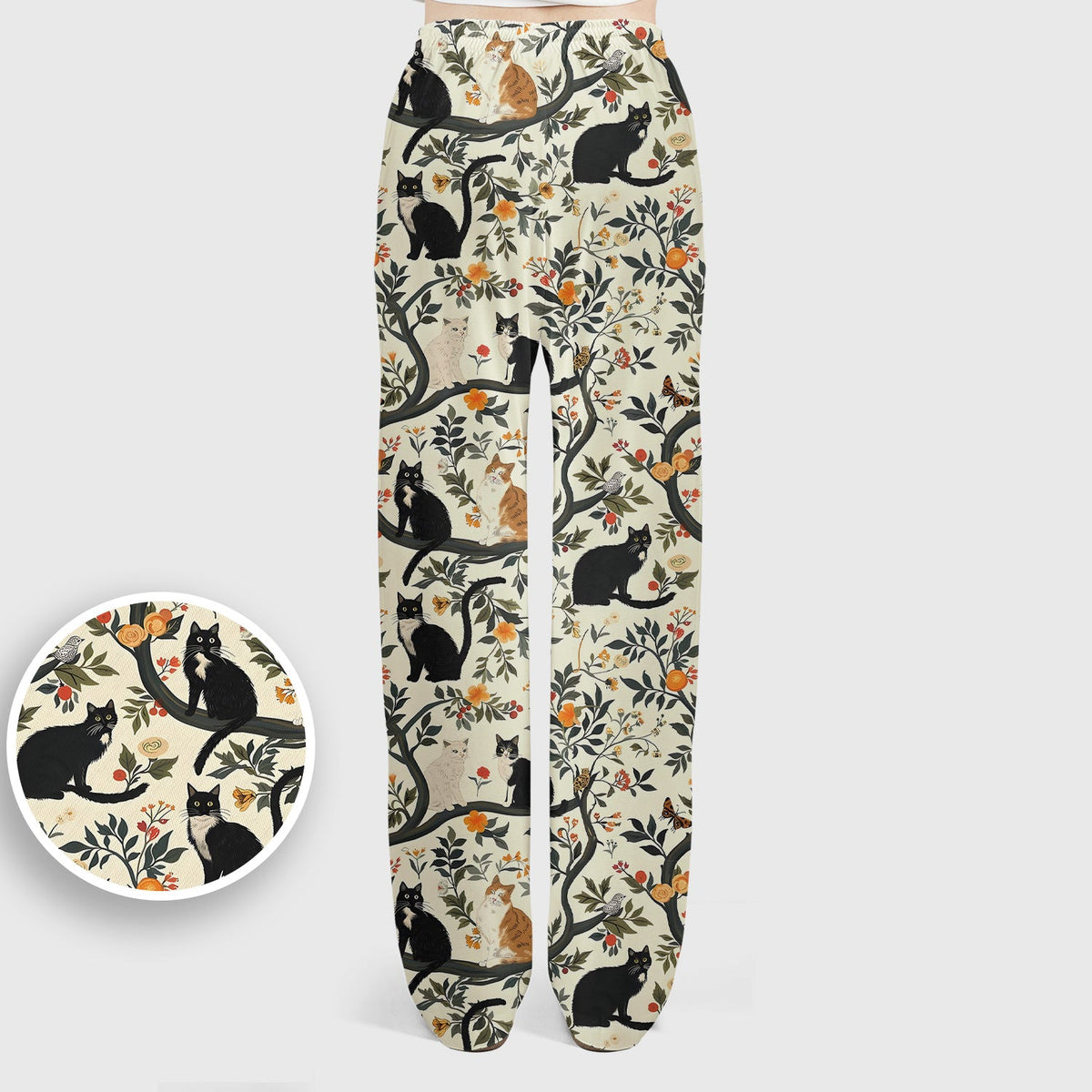 Vintage Black Cat Floral Nurse Scrub Set