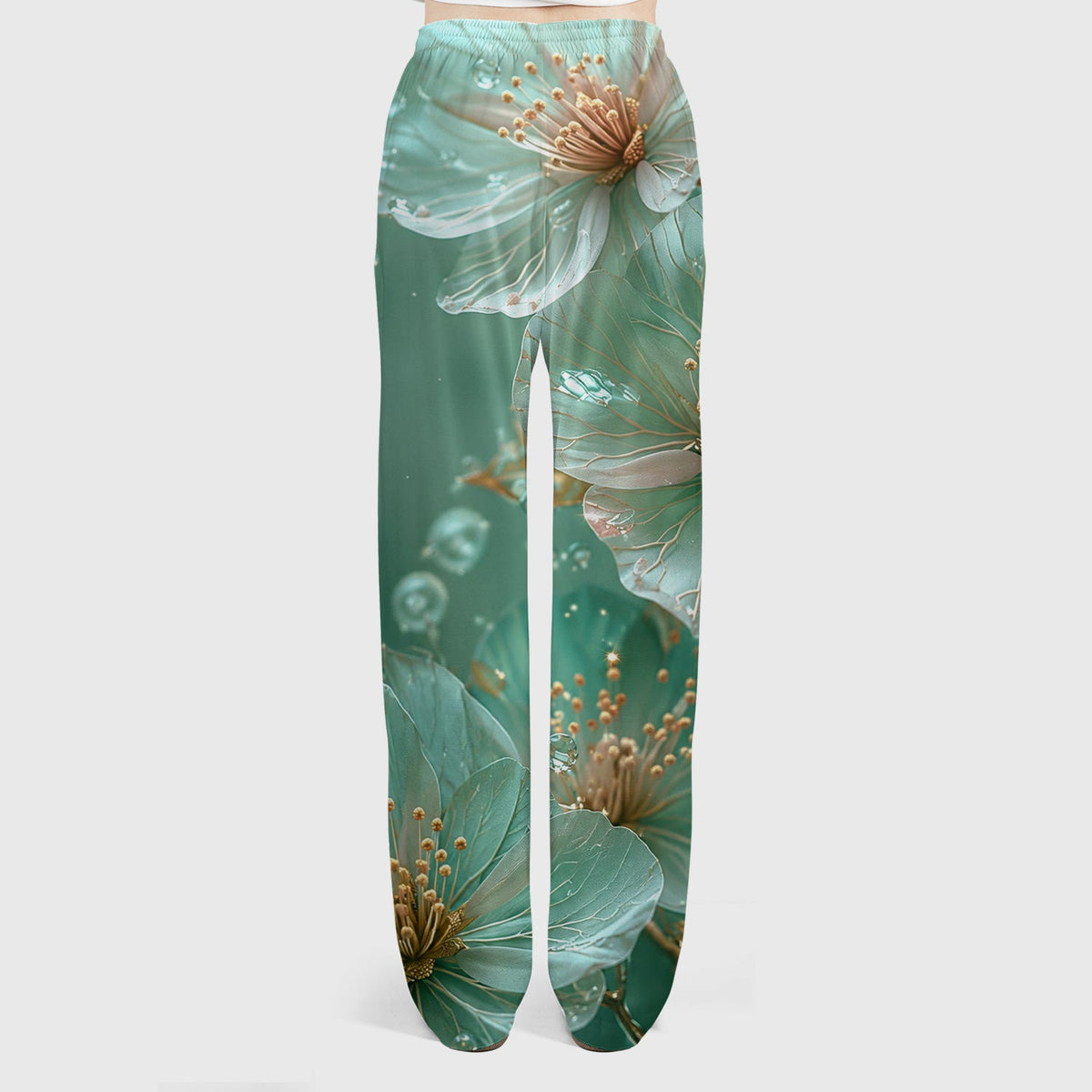 Elegant Mint Blossom Dewdrop Nurse Scrub Set
