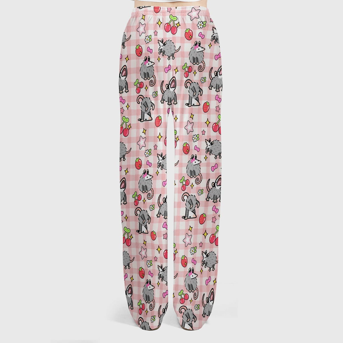Opossum And Cherries Gingham Nurse Scrub Set