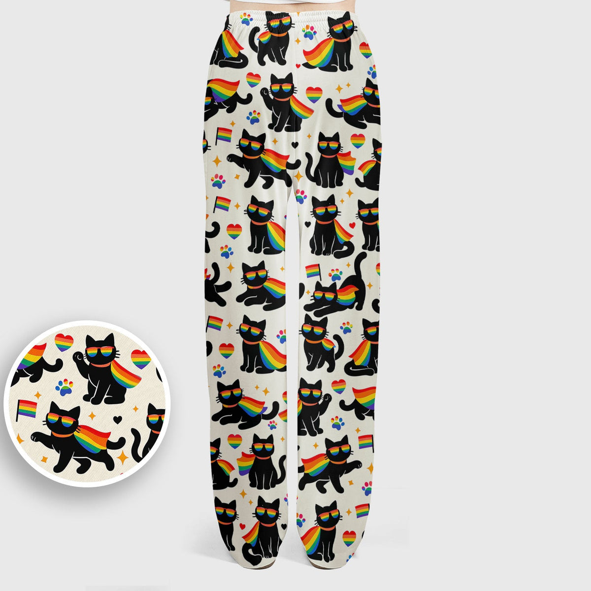 Rainbow Black Cat Pride Pattern Scrub Set, Breathable Med Uniform