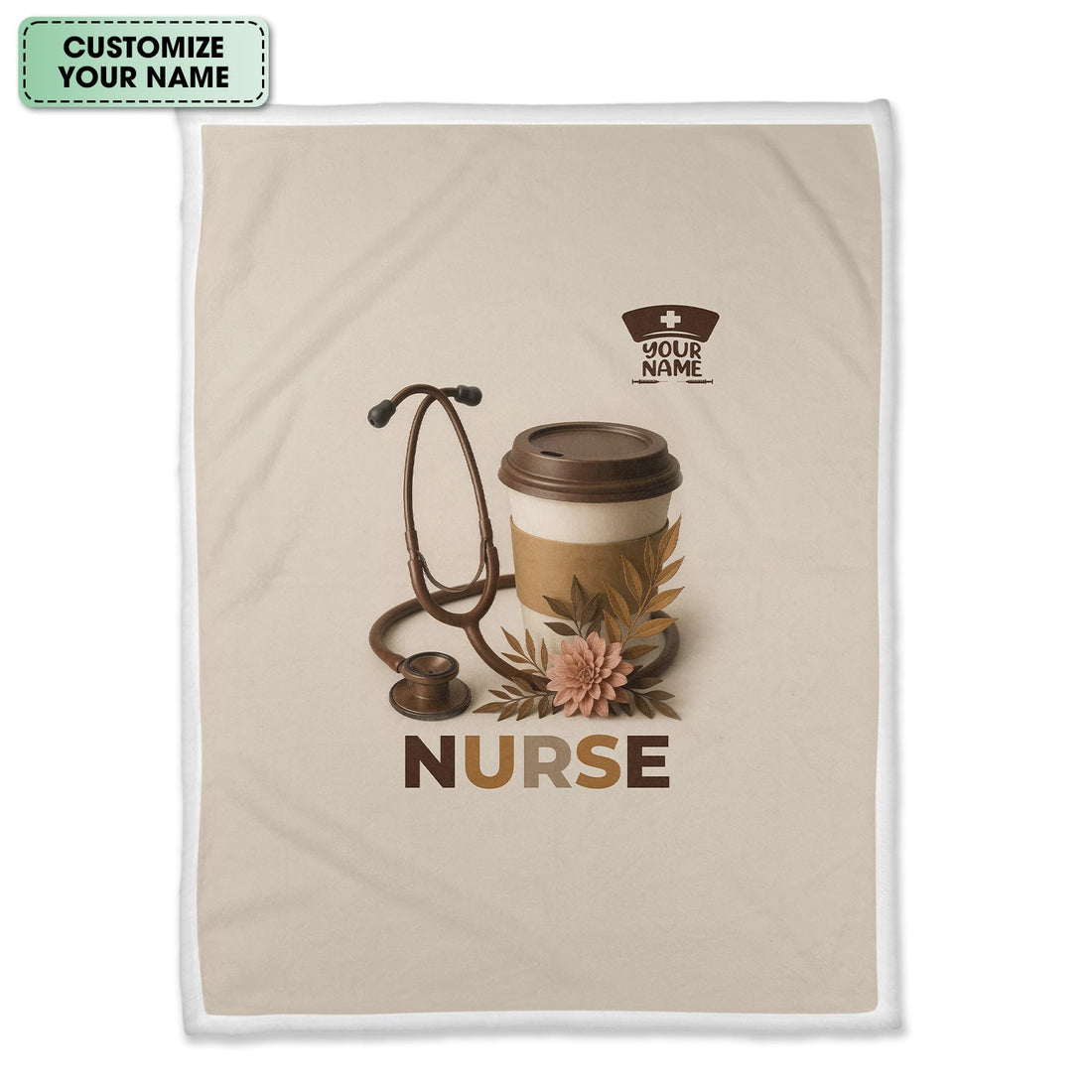 Personalized Coffee Lover Stethoscope Nurse Blanket