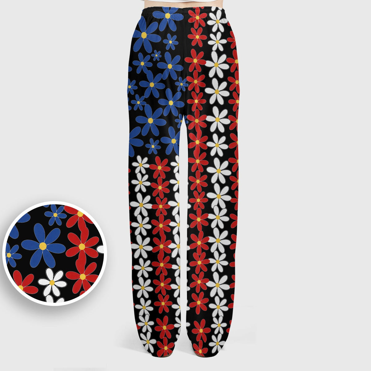 Retro Red Blue Daisy Nurse Scrub Set