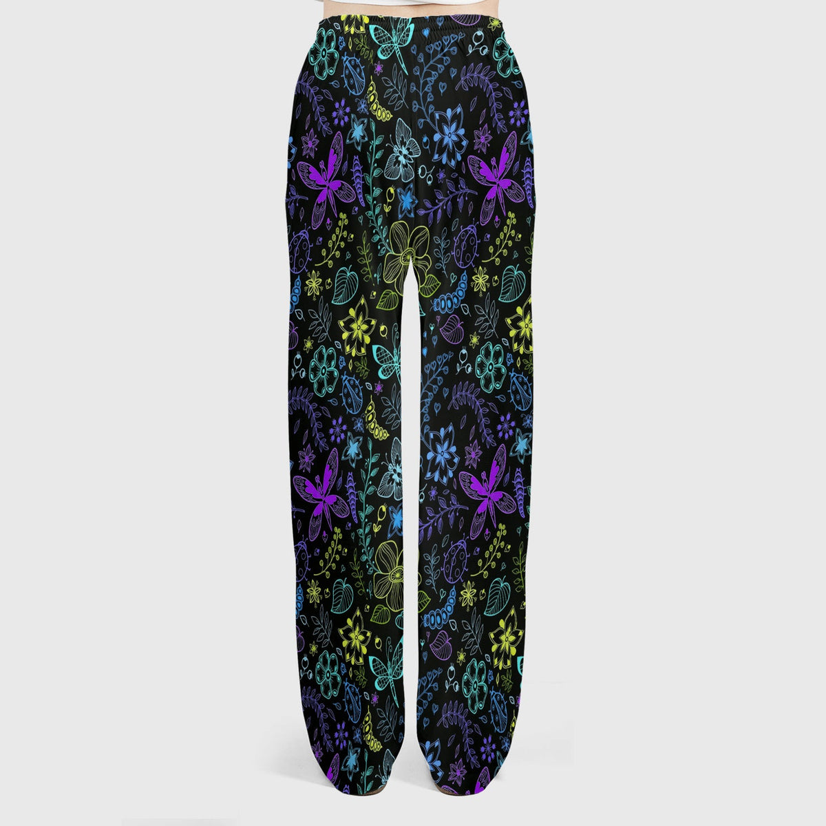 Neon Butterfly Floral Garden Nurse Scrub Set