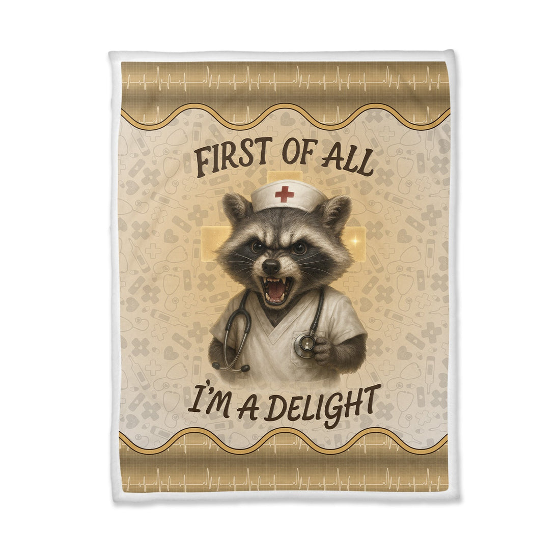 Personalized Raccoon I'm A Delight Nurse Blanket