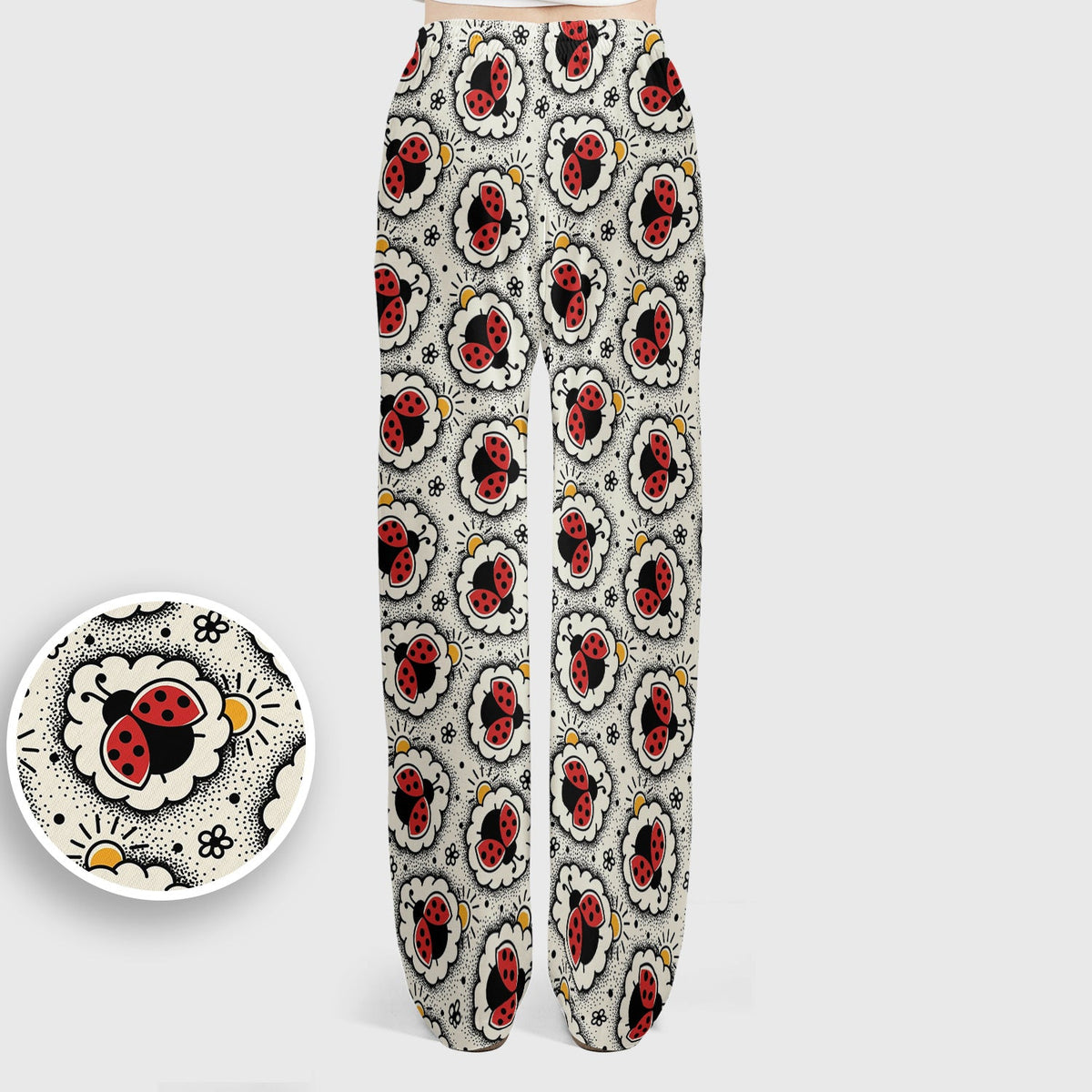 Ladybug Floral Frame Nurse Scrub Set
