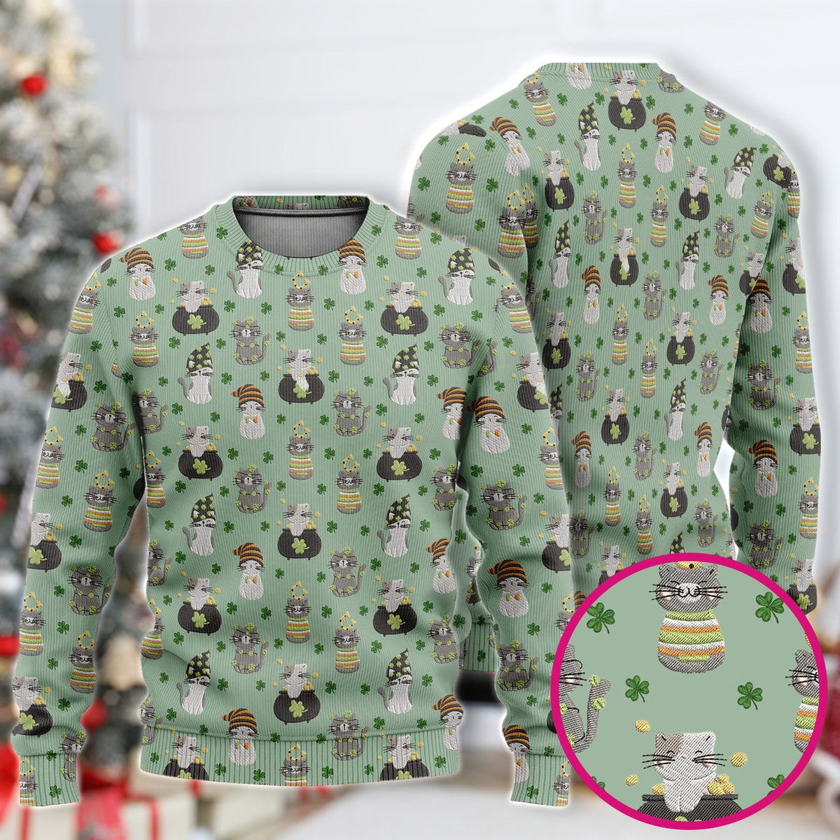 St Patrick Lucky Cat Shamrock Nurse Scrub Set