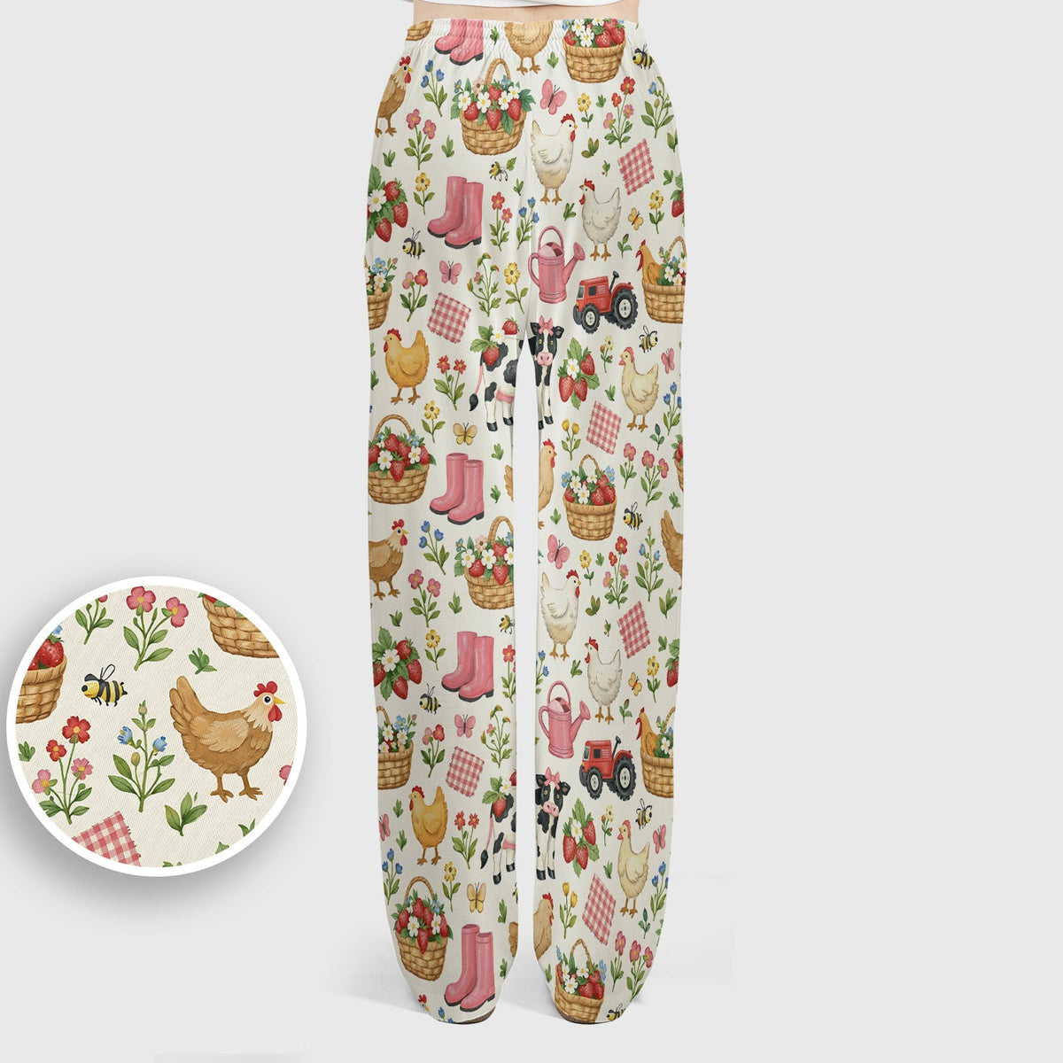 Whimsical Farm Animals Garden Pattern Scrub Top, Comfortable Scrubs for Nurses