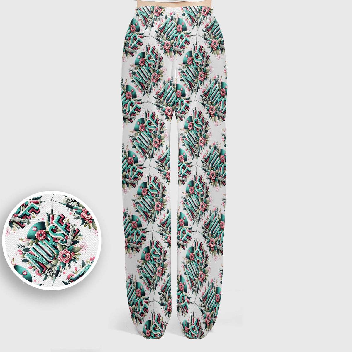 Typography Floral Nurse Scrub Set