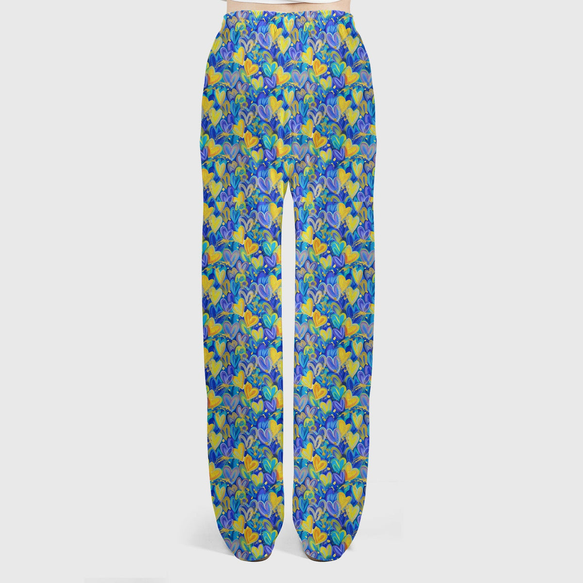 Blue Yellow Layered Heart Nurse Scrub Set