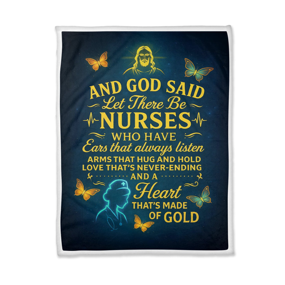 Personalized Heart Made Of Gold Nurse Blanket