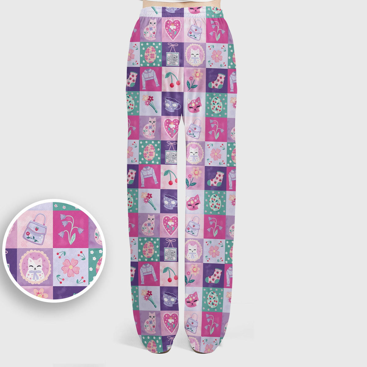 Pastel Cat Patchwork Kawaii Nurse Scrub Set